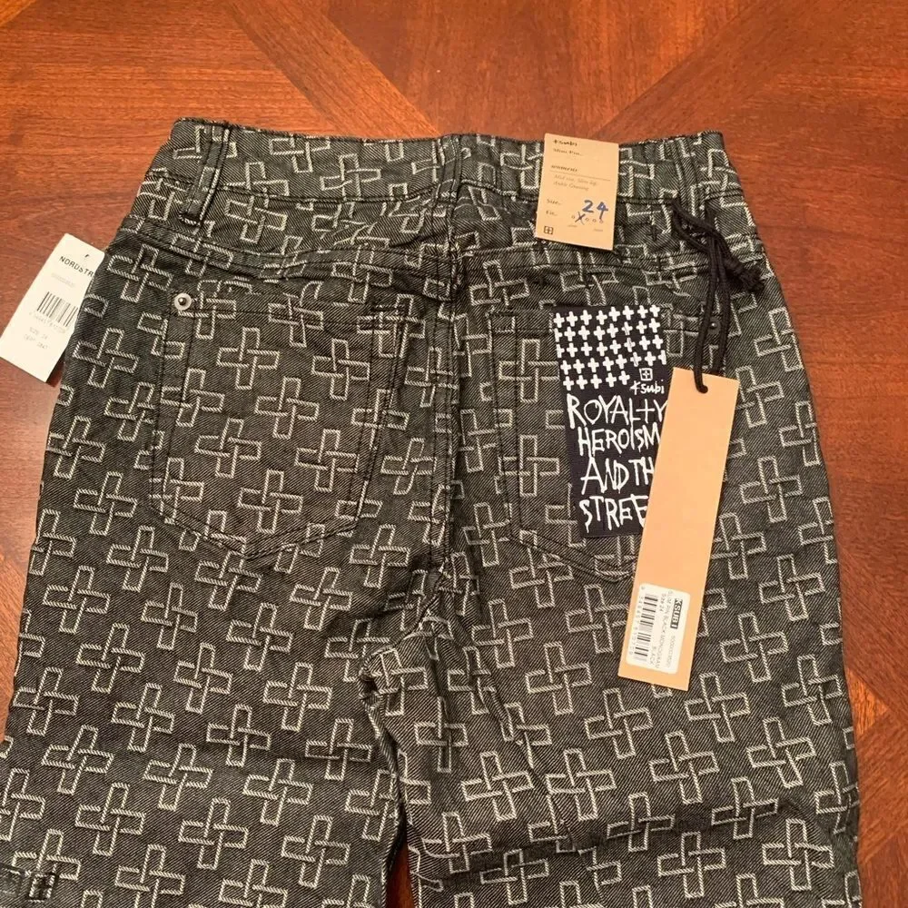 Ksubi Women’s slim pin monogram cropped ankle pants size 24, NWT